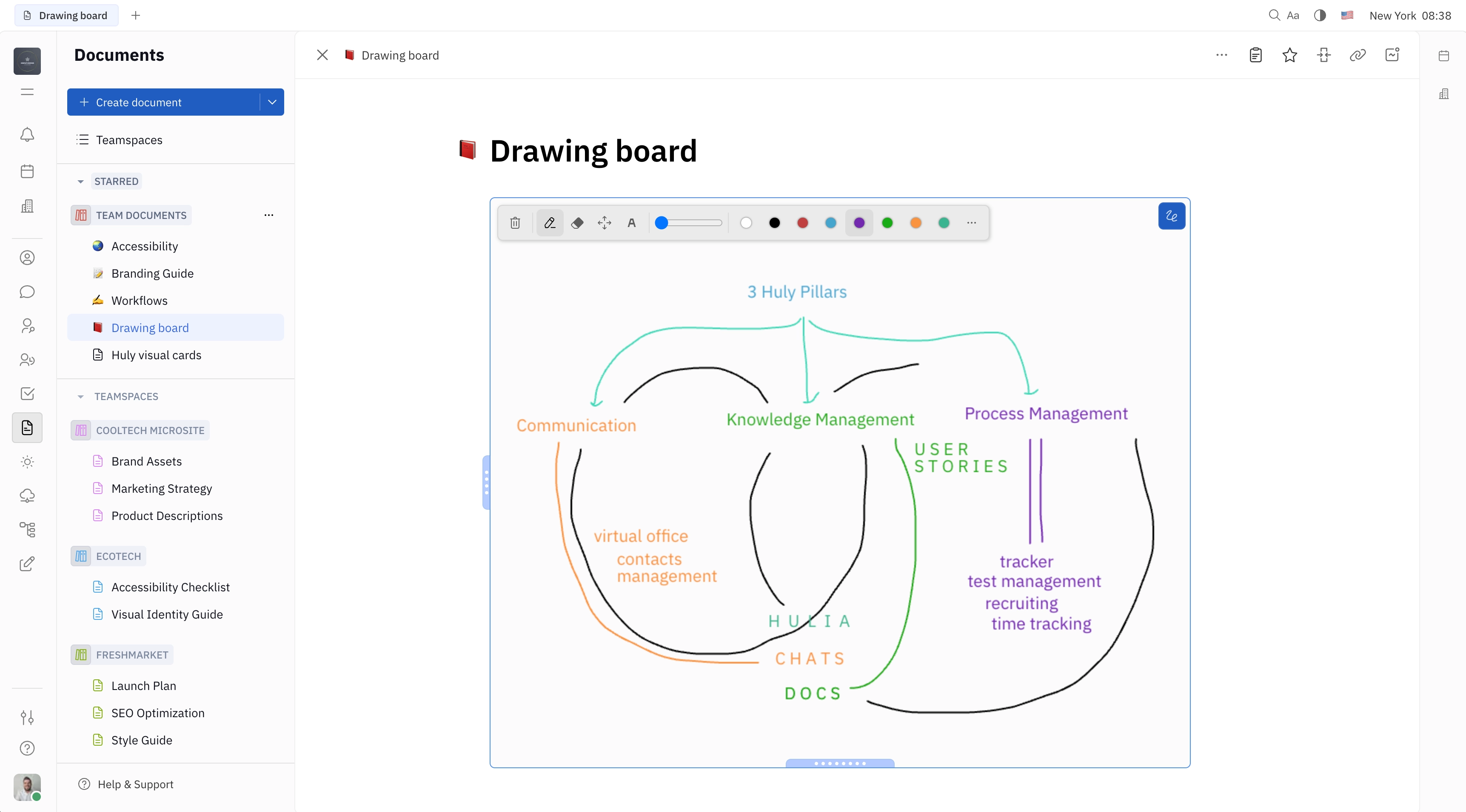 Example of the drawing board embedded in a document